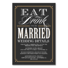 Eat Drink & Be Married Deco Wedding Insert Cards