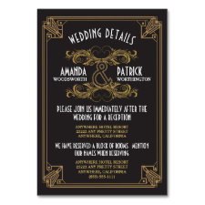 Art Deco Vintage Black Gold Wedding Inserts Cards