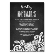 Chalkboard + Lace Wedding Reception Insert Cards