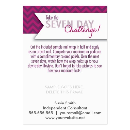 Application Instructions/7 Day Challenge Cards Large Business Cards (Pack Of 100) (back side)