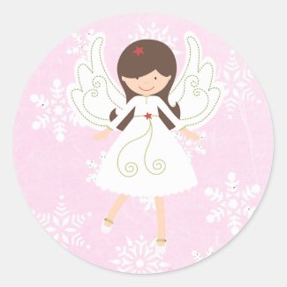Pretty Pink Christmas Angel Sticker