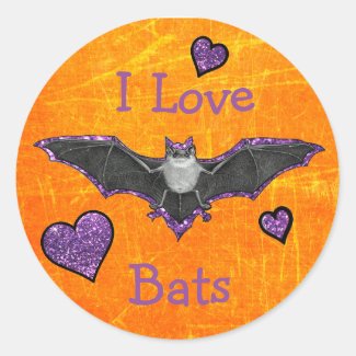 I Love Bats Stickers for Halloween