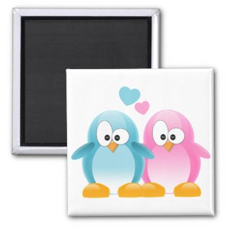 Penguin Love 2 Inch Square Magnet