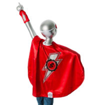 Youth Red Superhero Costume with Lightning Bolt