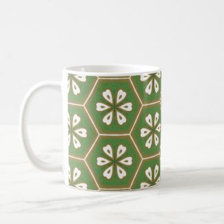 Matcha Green Tea Chiyogami Flower Pattern Mug
