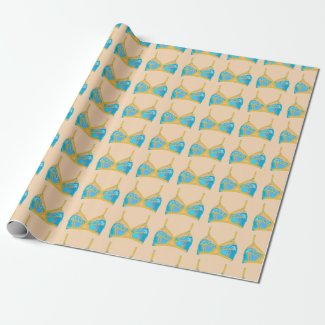 Pop Art Lingerie in Blue and Gold Wrapping Paper