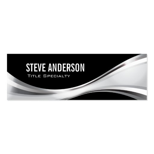 Simple Professional Black Silver Metallic Look Double-Sided Mini Business Cards (Pack Of 20) (front side)