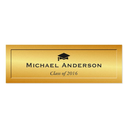 Gold Glitter Embossed Senior Graduation Name Card Double-Sided Mini Business Cards (Pack Of 20) (front side)
