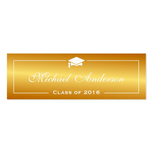 Graduation Name Card - Stylish Plain Gold Gradient Double-Sided Mini Business Cards (Pack Of 20) (front side)