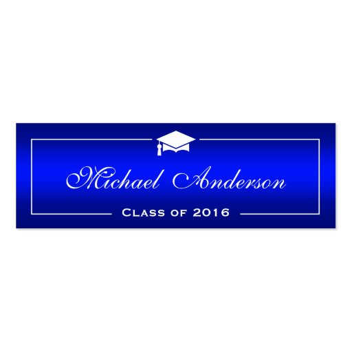 Graduation Name Card - Classy Plain Blue Gradient Double-Sided Mini Business Cards (Pack Of 20)