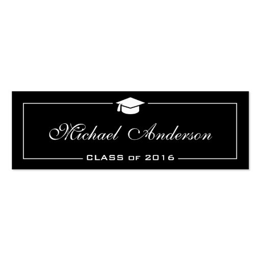 Graduation Name Card - Stylish Black and White Double-Sided Mini Business Cards (Pack Of 20) (front side)
