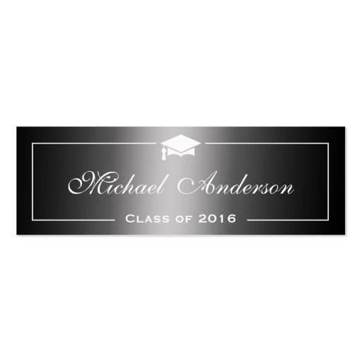 Graduation Name Card - Classic Black Grey Gradient Double-Sided Mini Business Cards (Pack Of 20)