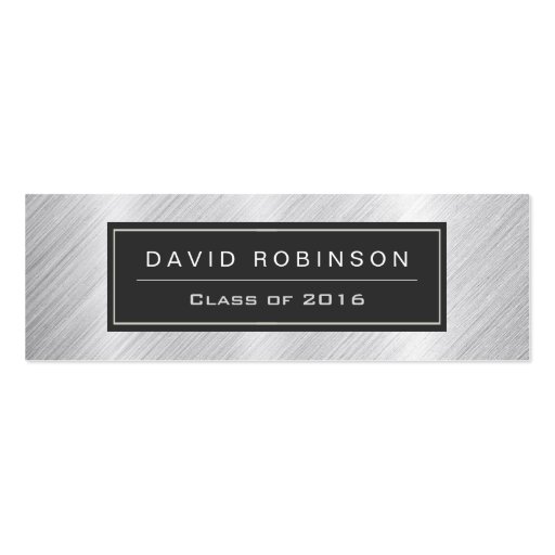 Graduation Name Card Modern Brushed Metallic Look Double-Sided Mini Business Cards (Pack Of 20) (front side)
