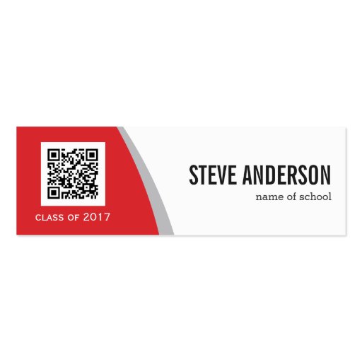 Stylish Graduation Name Card - QR Code Hot Red Double-Sided Mini Business Cards (Pack Of 20) (front side)