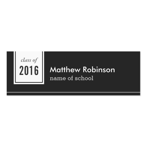 Classic Black White Formal Graduation Name Card Double-Sided Mini Business Cards (Pack Of 20) (front side)