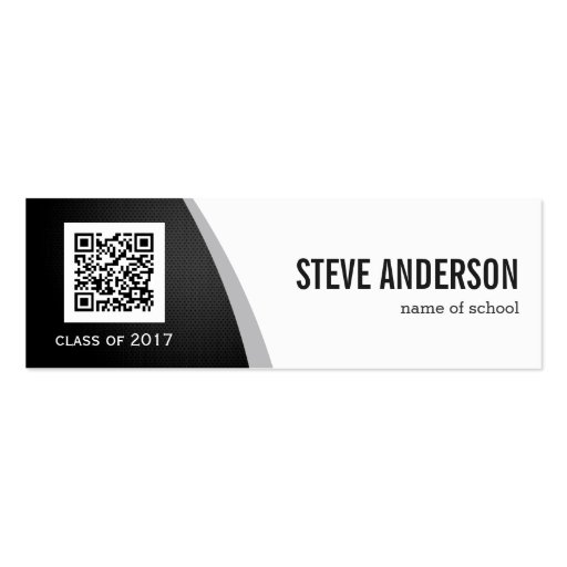 Student Graduation Name Card - QR Code Black White Double-Sided Mini Business Cards (Pack Of 20) (front side)