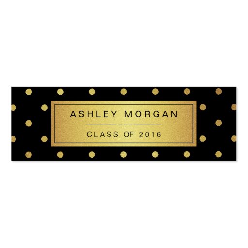 Modern Black and Gold Glitter Graduation Name Card Double-Sided Mini Business Cards (Pack Of 20) (front side)