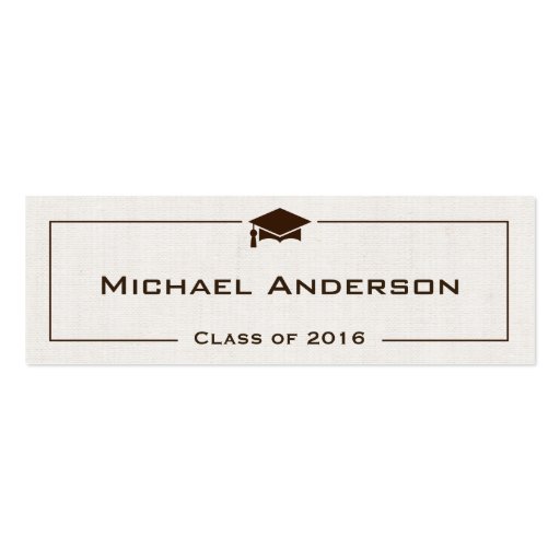 Class of Graduation Name Card - Classic Linen Look Double-Sided Mini Business Cards (Pack Of 20)