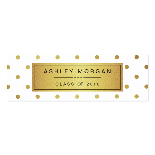 Modern White and Gold Glitter Graduation Name Card Double-Sided Mini Business Cards (Pack Of 20) (front side)