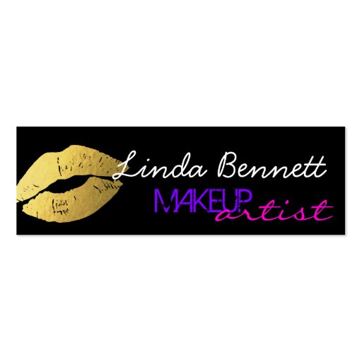 Stylish Gold Lips - Makeup Artist Bold Mini Card Double-Sided Mini Business Cards (Pack Of 20)