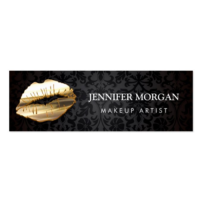 Impressive Eye Catching 3D Gold Lips Makeup Artist Mini Business Card