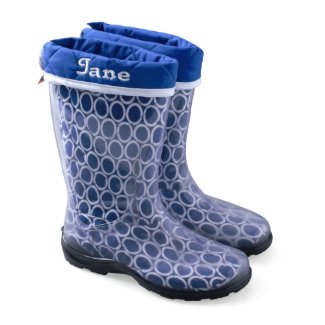 Women's Navy and White Oval Rain Boots 