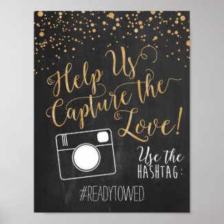 Chalk and Glitter Wedding Hash Tag Sign Poster