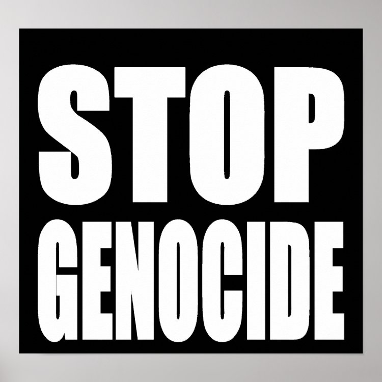 Völkermord stoppen. Protestbotschaft. Poster