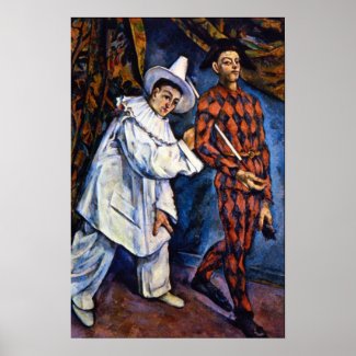 Pierrot and Harlequin, Mardi Gras by Paul Cezanne Poster