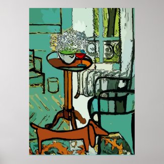 Green Room Dachsund, Matisse Style Poster