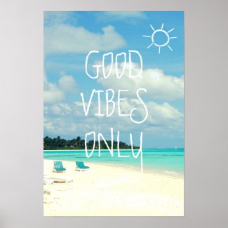 GOOD VIBES ONLY Tropical Typography Poster