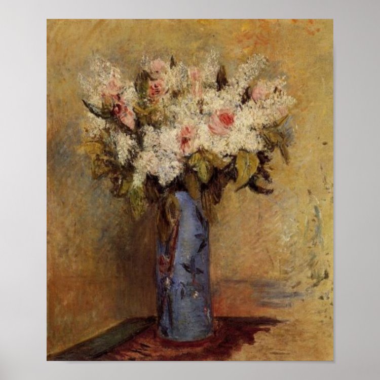 Un vase de lilas et de roses de Renoir Poster