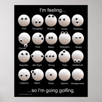Golf Balls Emotions Chart Poster