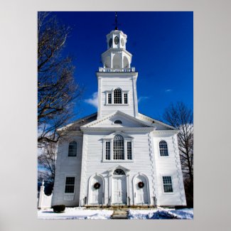 Old First Church in Snow Bennington Vermont Poster