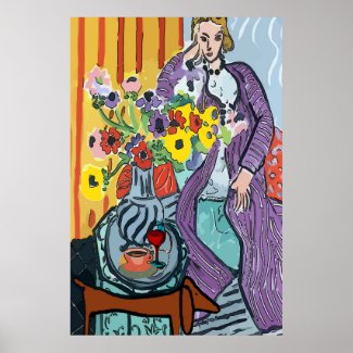 Lady with Dachshund, Coffee, Wine Poster