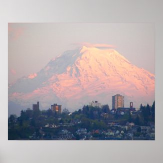 Mount Rainier Sunset Landscape Photo Poster