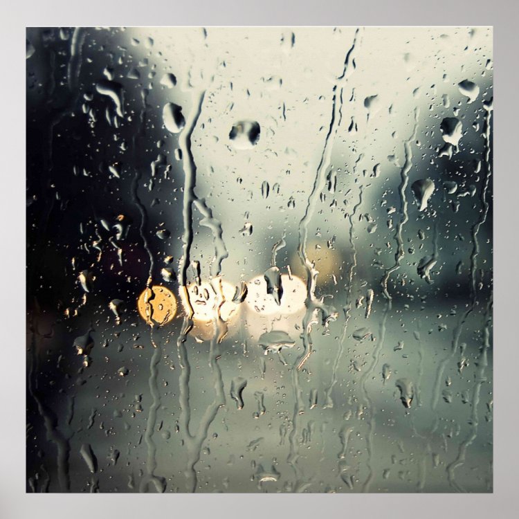 Rain on window poster
