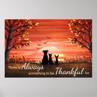 Autumn Sunset Painting Always Thankful Poster