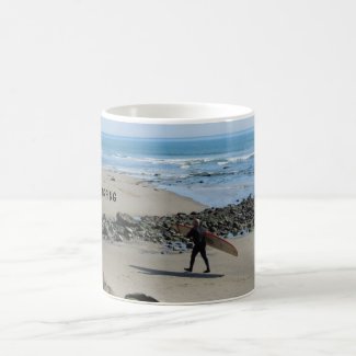 Surfer at Rincon Beach, Ventura, CA Coffee Mug