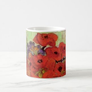 Van Gogh Red Poppies and Daisies, Fine Art Flowers Coffee Mug