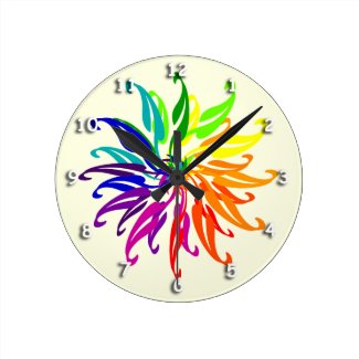 Clock - Color Wheel Leaves
