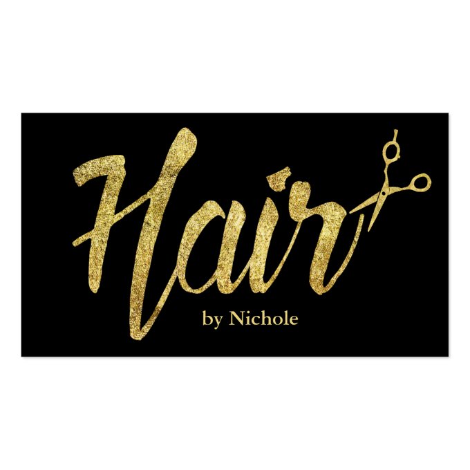 Hair Stylist Modern Gold Script Salon Appointment Business Card (front side)