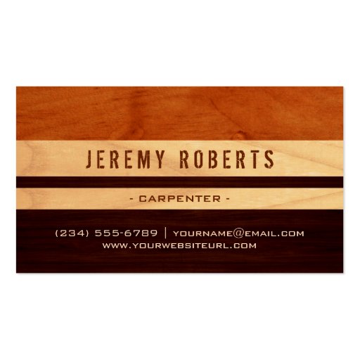 Handyman Carpenter Remodeling Stylish Wood Stripes Double-Sided Standard Business Cards (Pack Of 100) (front side)