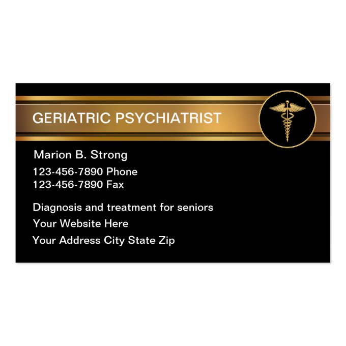 Geriatric Psychologist Business Cards (front side)