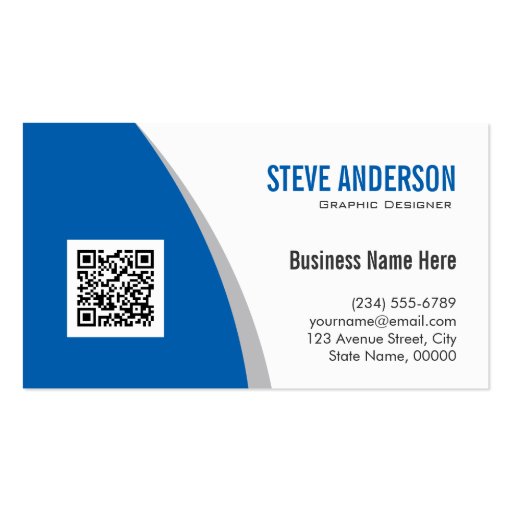 Corporate QR Code Logo - Modern Stylish Navy Blue Double-Sided Standard Business Cards (Pack Of 100)