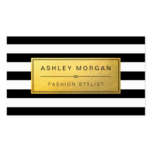 Classic Golden Label with Black White Stripes Double-Sided Standard Business Cards (Pack Of 100) (front side)