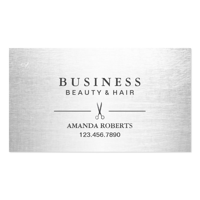 Hair Stylist Elegant Silver Salon Appointment Business Card (front side)