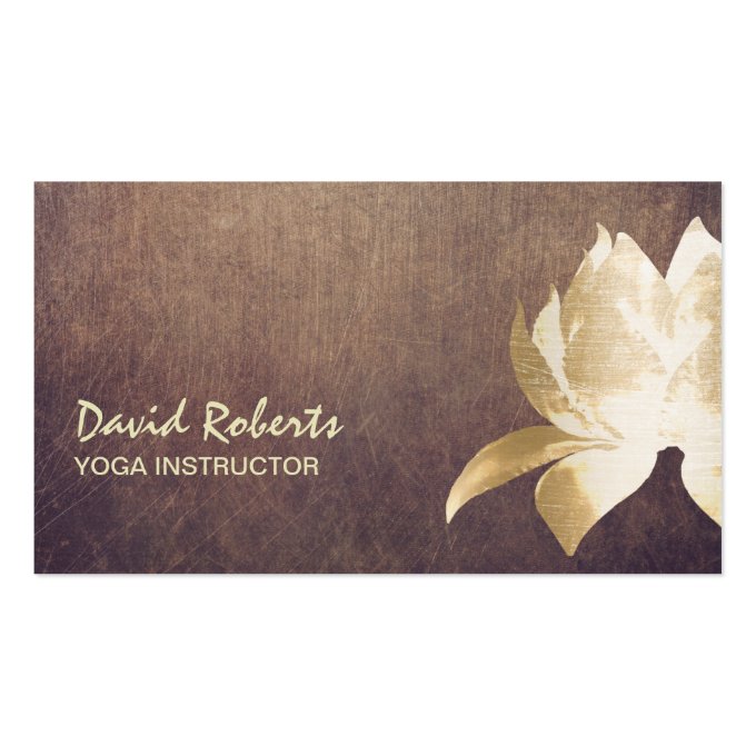 Yoga Instructor Vintage Gold Lotus Flower Business Card (front side)