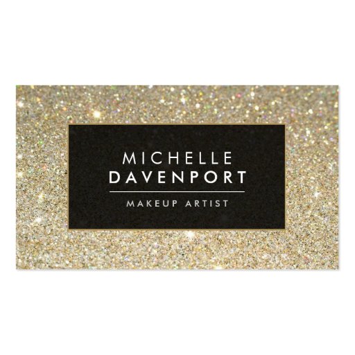 Classic Gold Glitter Makeup Artist Business Card Pack Of Standard Business Cards (front side)
