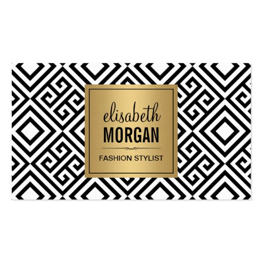 Interior Designer - Luxury Gold Black Geometric Double-Sided Standard Business Cards (Pack Of 100) (front side)